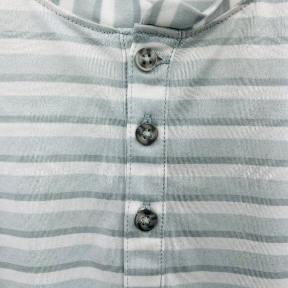 Columbia MEDIUM Henley Tee Shirt womens gray striped sheer 3/4 sleeve - Picture 4 of 9